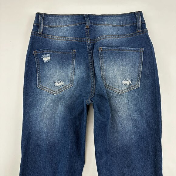 Fashion Wear Flare Distressed Raw Hem Women' size S Small Blue Denim Jeans - Picture 4 of 4